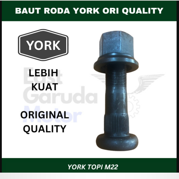 Baut Roda York Mur Topi M22 Drat Halus Buntut Trailer