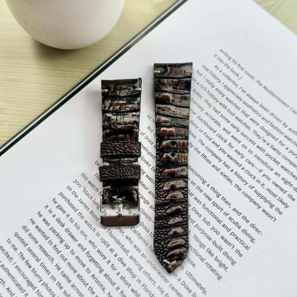 Tali jam tangan ostrich 24mm. Original ostrich watch strap