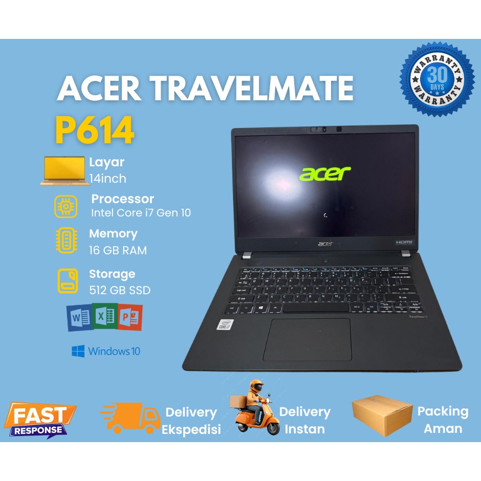 Laptop Acer TravelMate P614 Intel Core i7 Gen 10 Ram 16GB SSD 512GB 14inch
