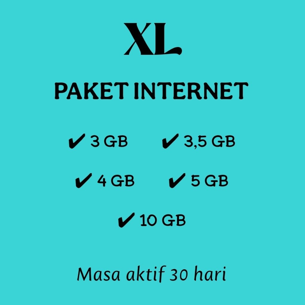 XL PAKET DATA INTERNET 3 GB 4 GB 5 GB 10 GB