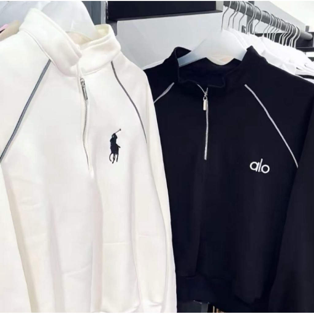 Aurora Half-Zip Sweater Premium Garis Nyala