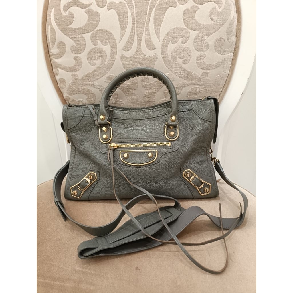 Balenciaga City classic metallic edge grey