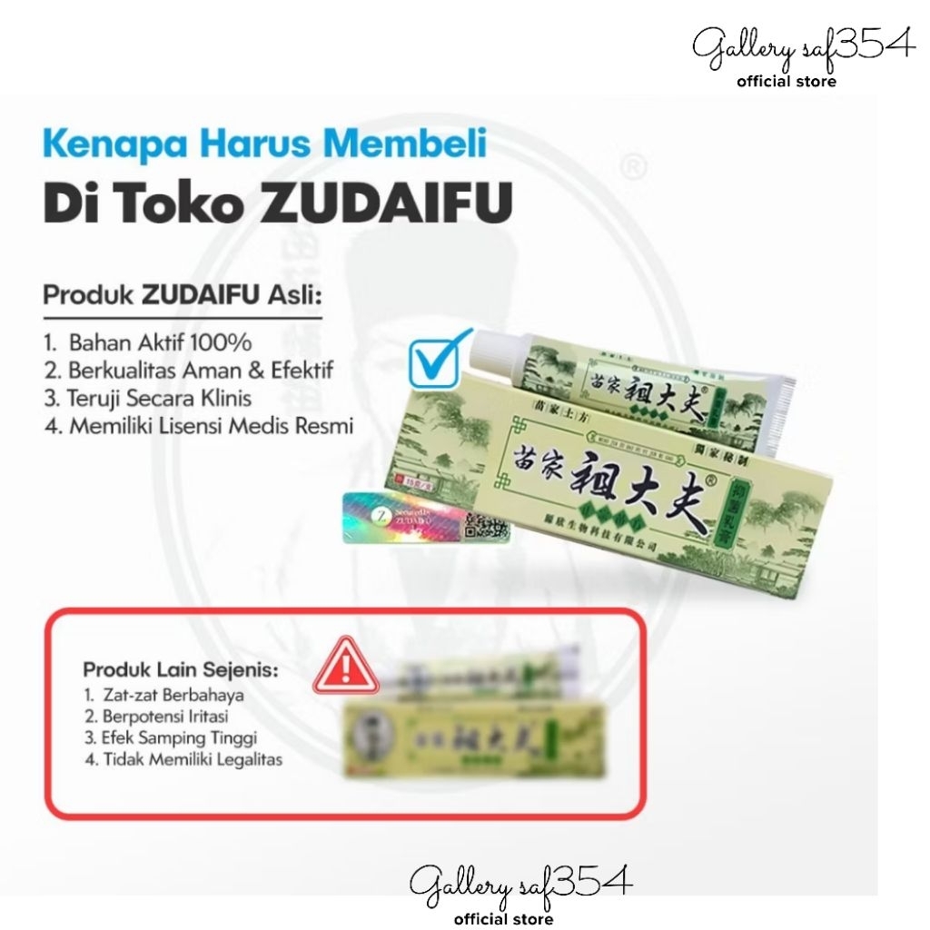 Zudaifu Indonesia Krim Salep Untuk Kulit Cream Hijau -15gr