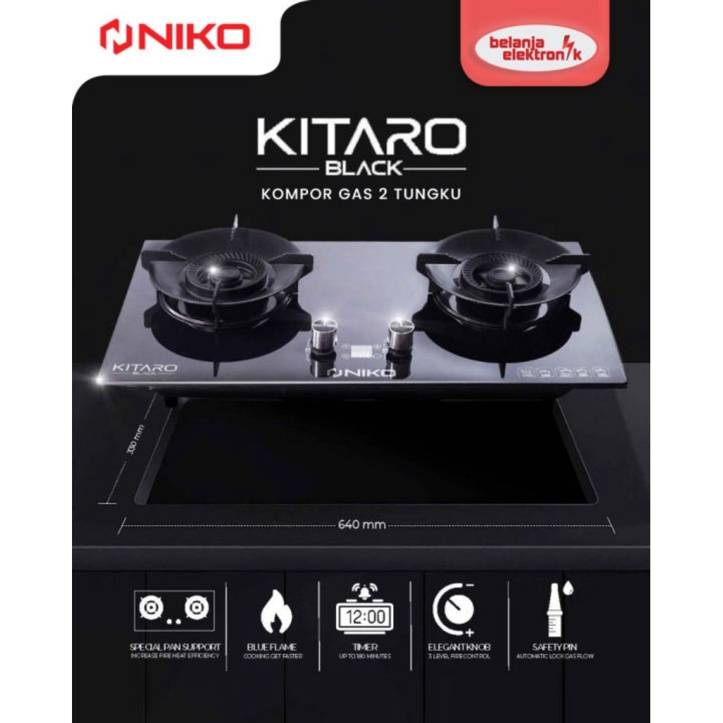 NIKO KOMPOR GAS KITARO BLACK 2 TUNGKU KOMPOR GAS TANAM