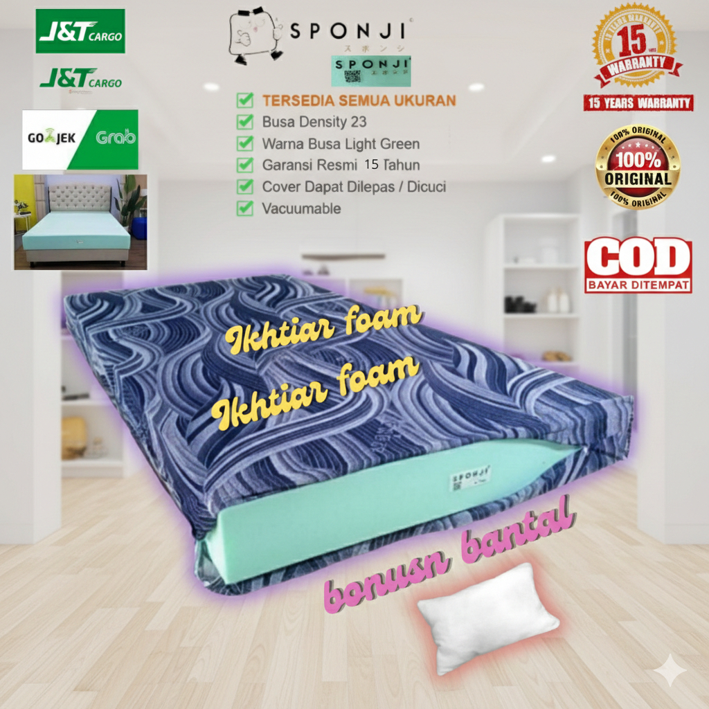 Kasur Busa Inoac yukata SPONJI TEBAL 20/15 cm Inoac foam Busa sarung pelapis Kiniting GRATIS  bantal