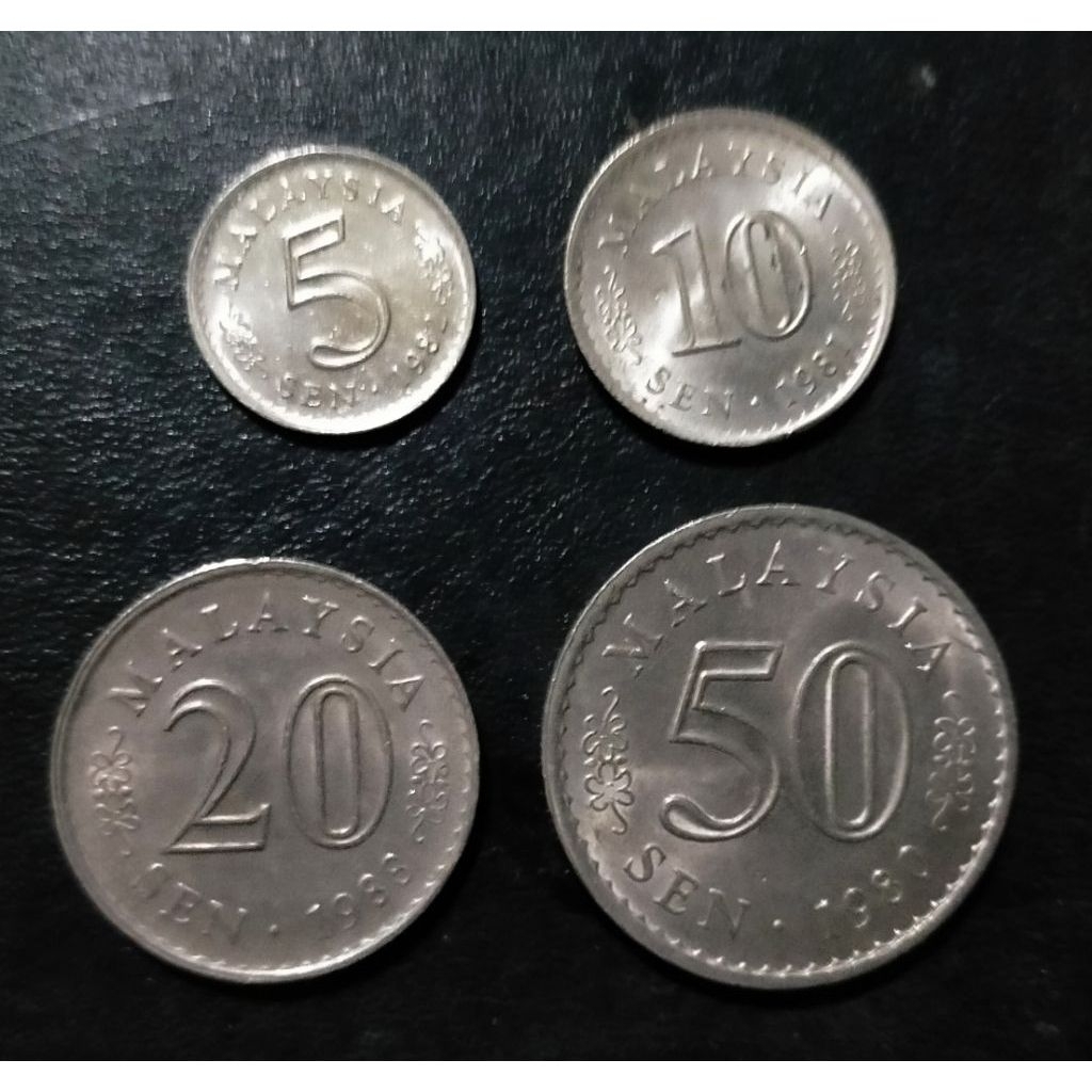 Langka koin Malaysia lama seri gedung 5 sen 10 sen 20 sen 50 sen malaysia