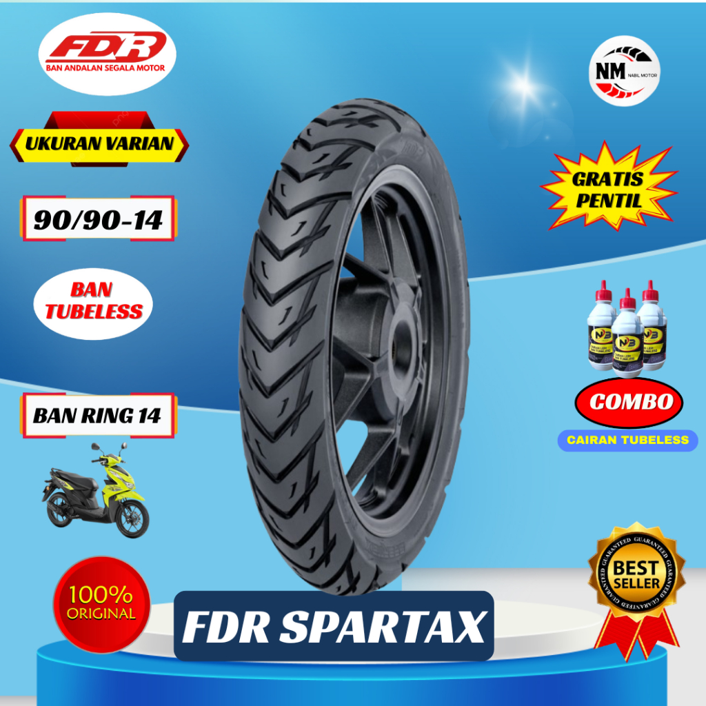 ban motor ring14 90/90 Fdr Spartax Tubles - Ban Belakang Ring 14