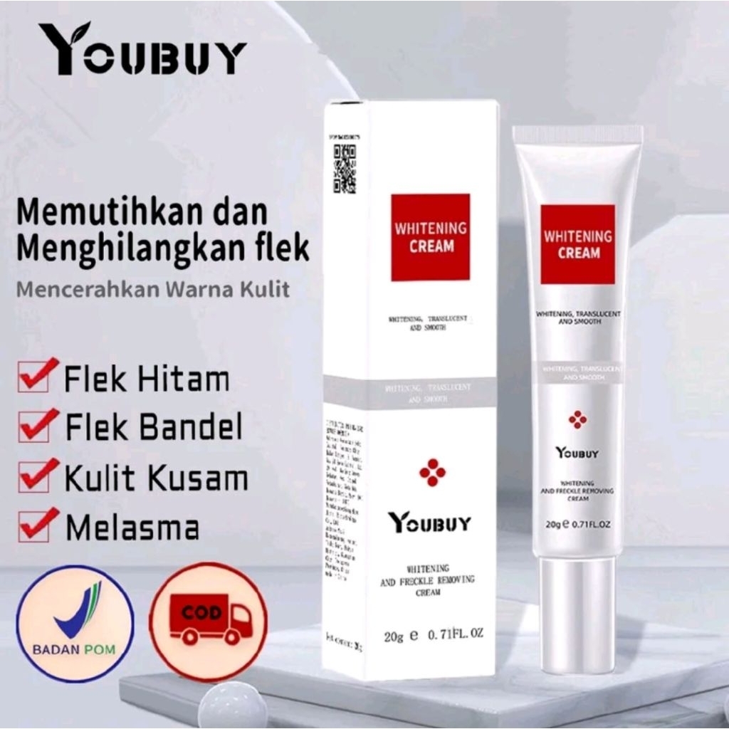 YOUBUY Whitening Cream | Krim Pencerah Wajah | Perawatan Fleks & Kulit Kusam