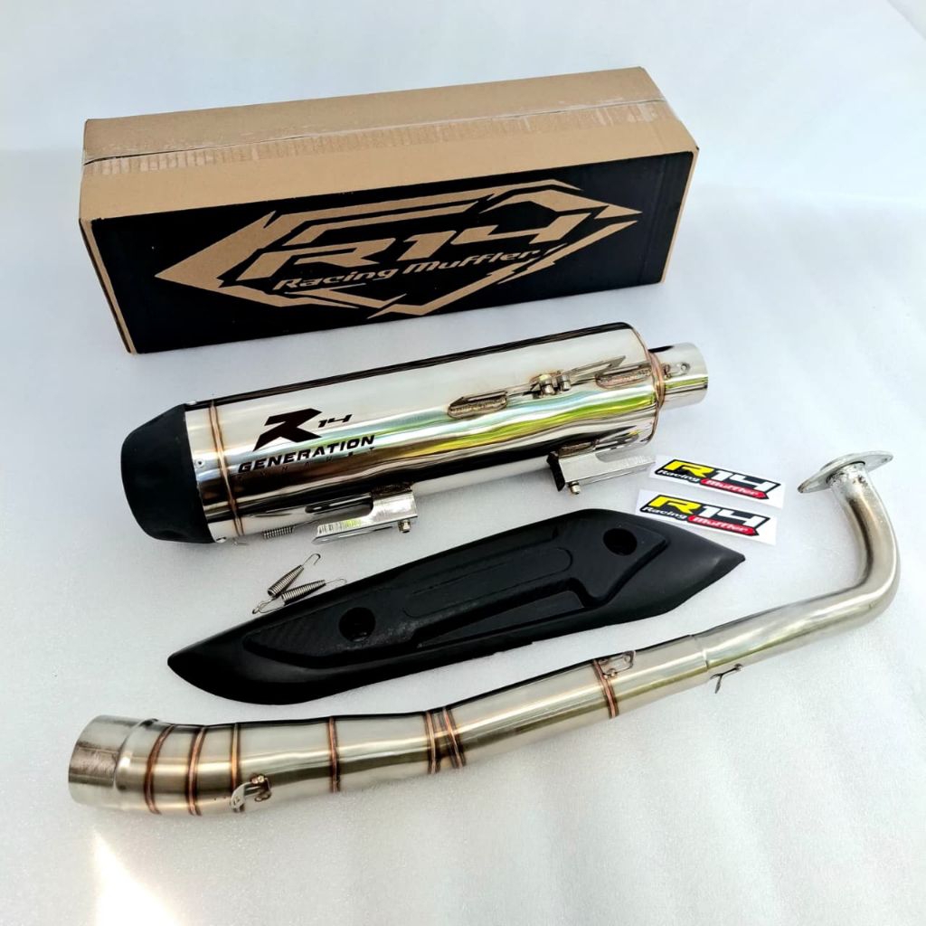 Knalpot Standar Racing Original r14 pnp motor bebek 110/125cc ,jupiter z/robot/z1/burhan, vega lama/