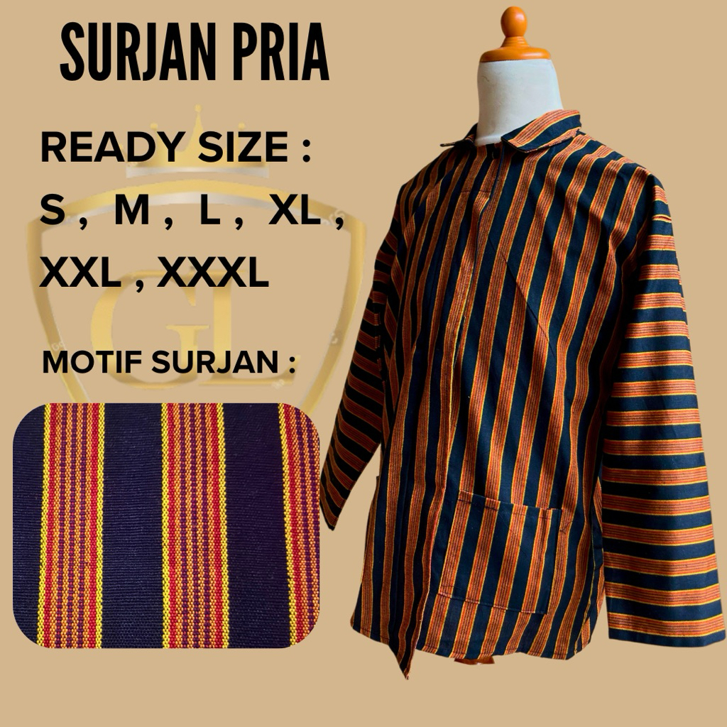 atasan surjan lurik lengan panjang pria dewasa baju adat jawa pria dewasa (original)
