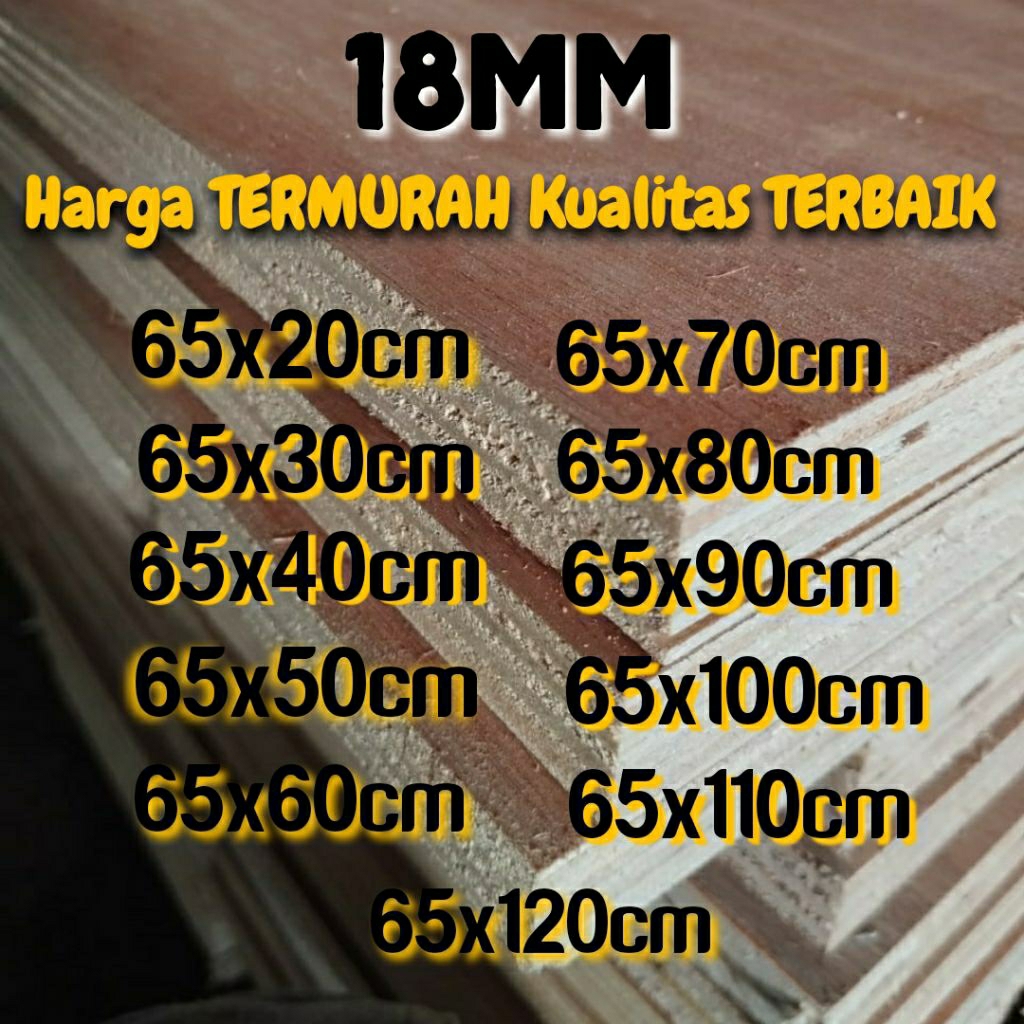Triplek Potongan 18mm Lebar 65 Panjang Custom