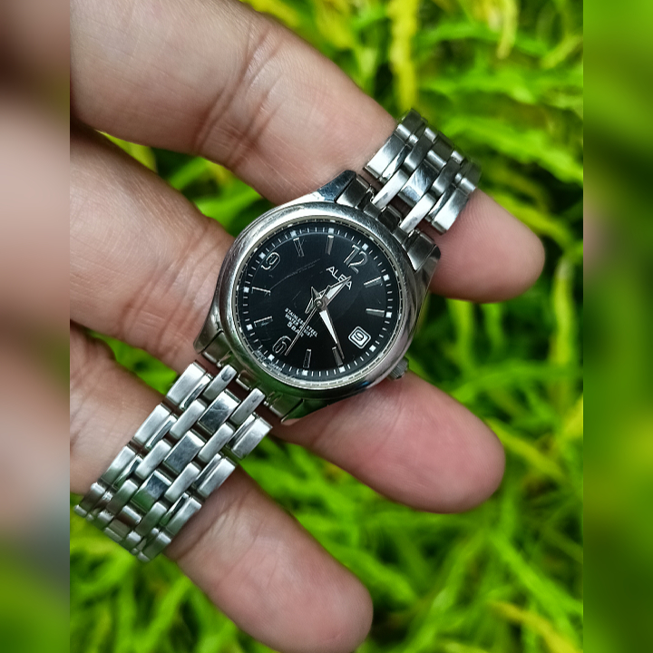ALBA VX82-X510 Black Silver Watch Original Second | Jam Tangan Wanita Vintage Preloved