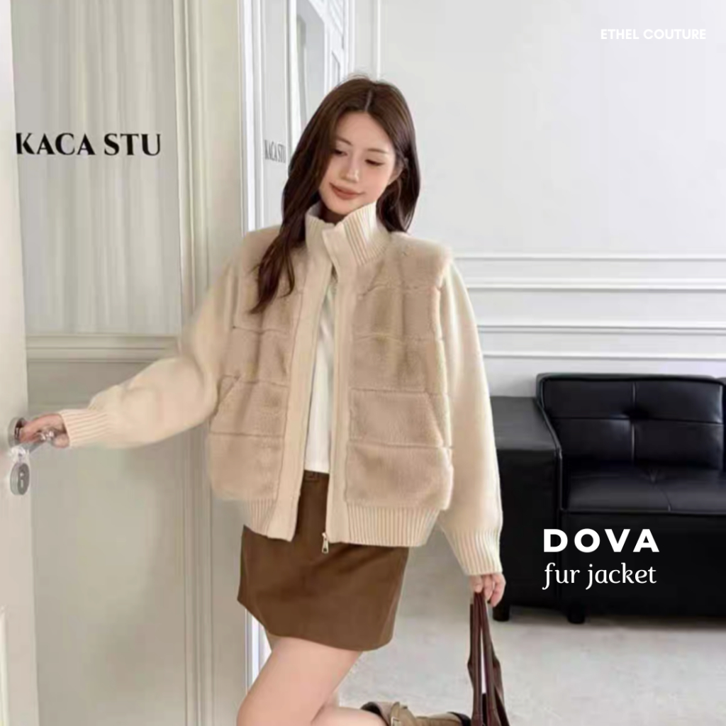ETHEL COUTURE - Dova Fur Jacket / Jaket Winter Musim Dingin Coat Halus Lembut Lucu Zipper Hangat Bul