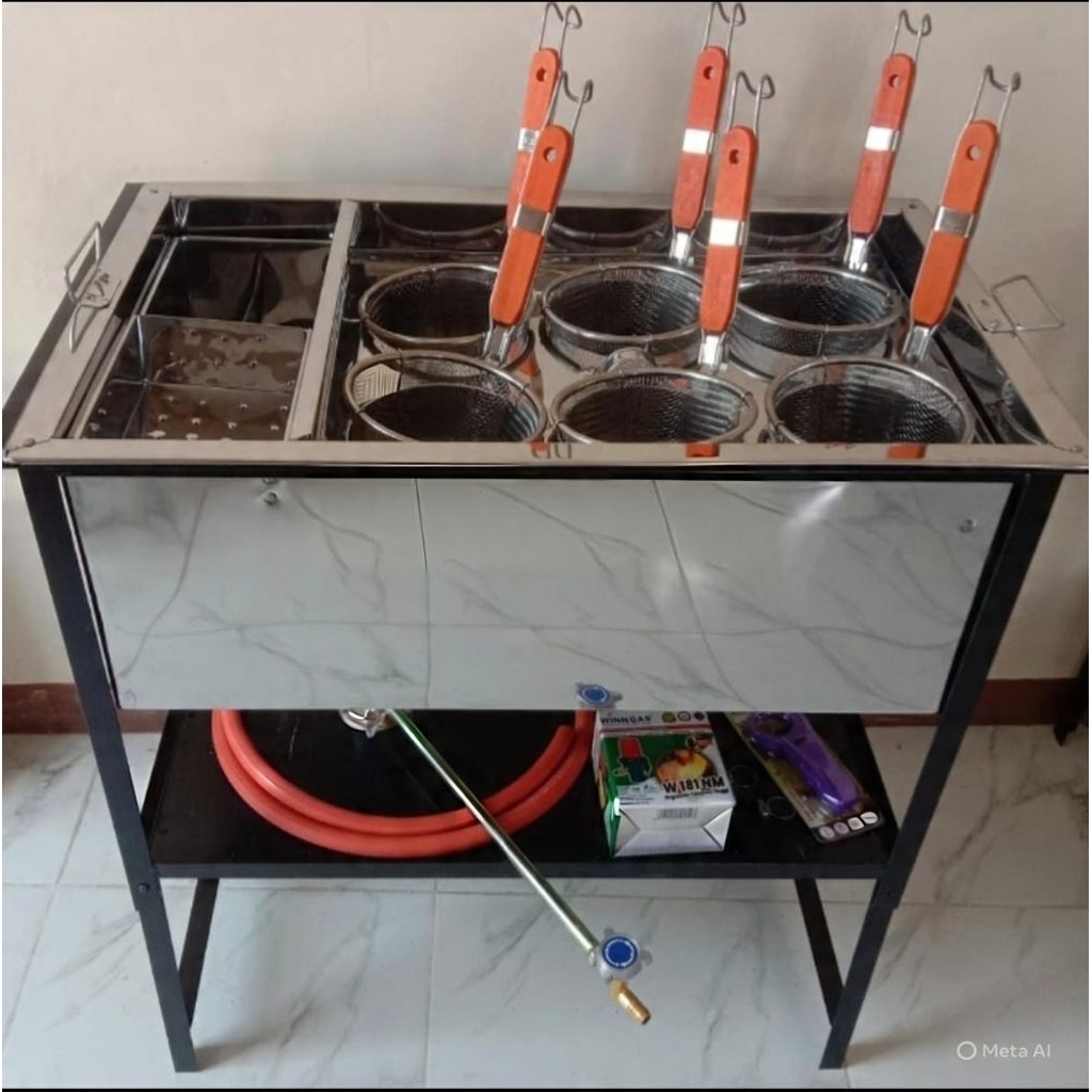 Dandang Bakso Tong Mie Ayam Kotak Lubang 6 plus Packing Kayu