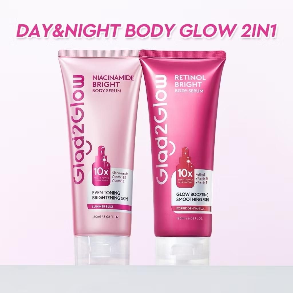 Glad2Glow Retinol/Niacinamide Bright Body Serum Body Lotion 10X Cerah Instant Absorb Whiten Tone Up 