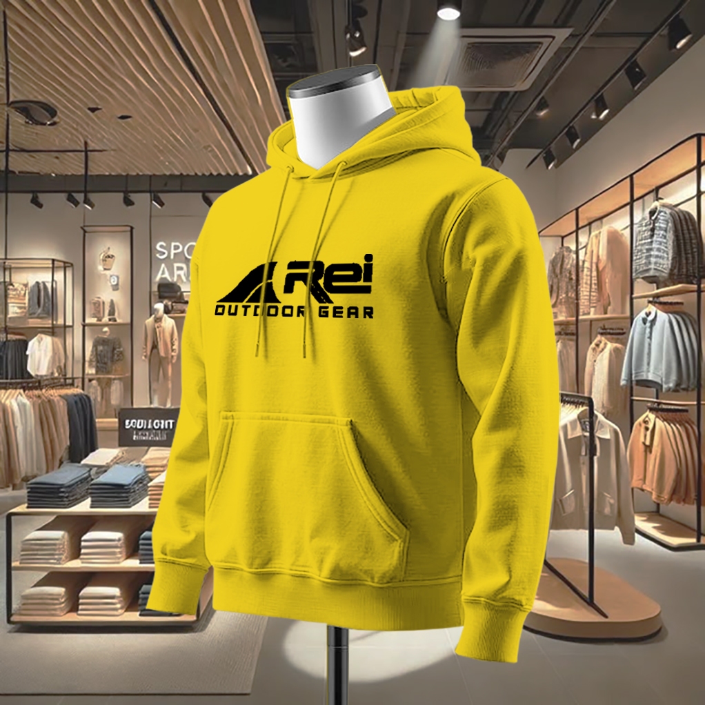 Defest id - hoodie Logo rei outdoor gear hitam - Jaket sweater hodie pria wanita terkeren unusex pre