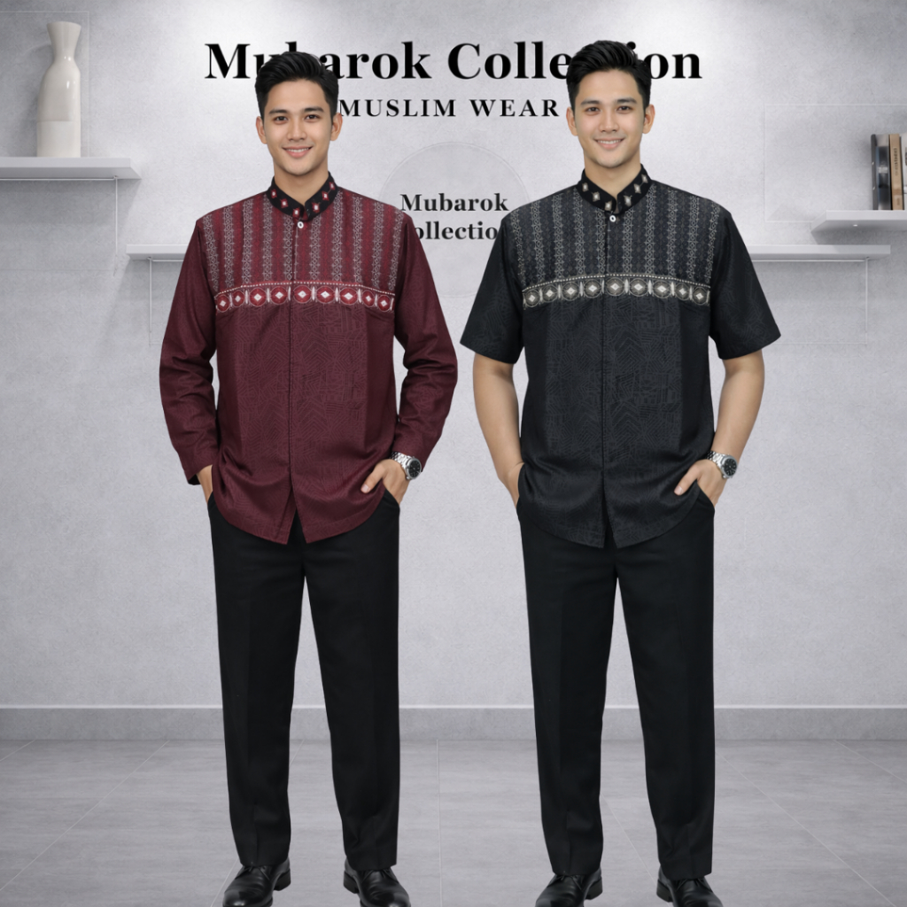 Baju Koko Embos Terbaru // Motif 02 // Tangan Panjang & Pendek  //baju koko taqwa bordir pria muslim