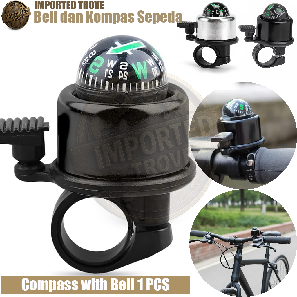 Bel Sepeda Kompas, Klakson Sepeda 2 in 1, Aksesoris Stang Sepeda, Bel Sepeda Gunung MTB, Compass Bic
