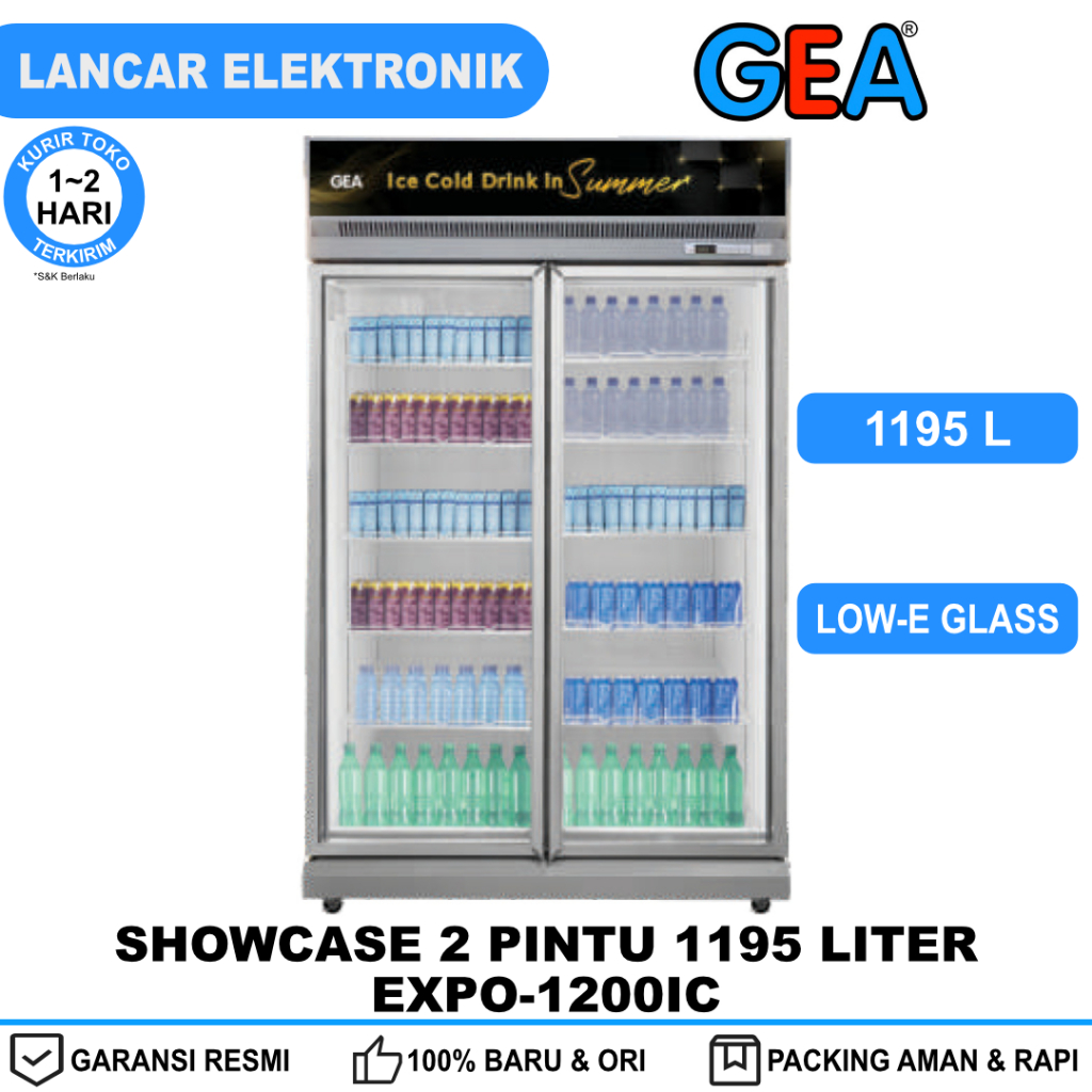 Showcase GEA 2 Pintu 1200 Liter Low-E Glass EXPO-1200IC (1195 L)