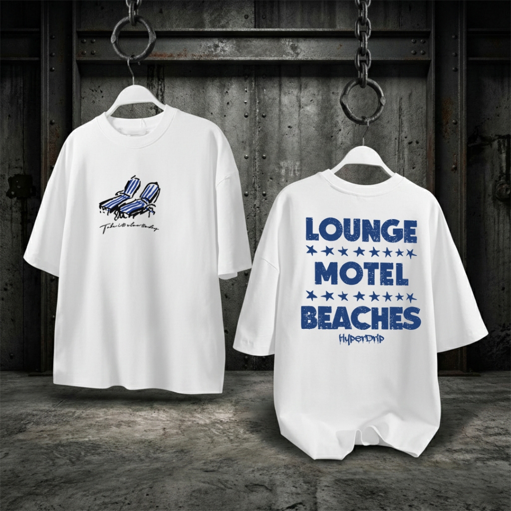 HYPERDRIP - OVERSIZE T-Shirt " LOUNGE MOTEL " | Kaos Oversize Unisex | Cotton Combed 20s Tebal | Baj