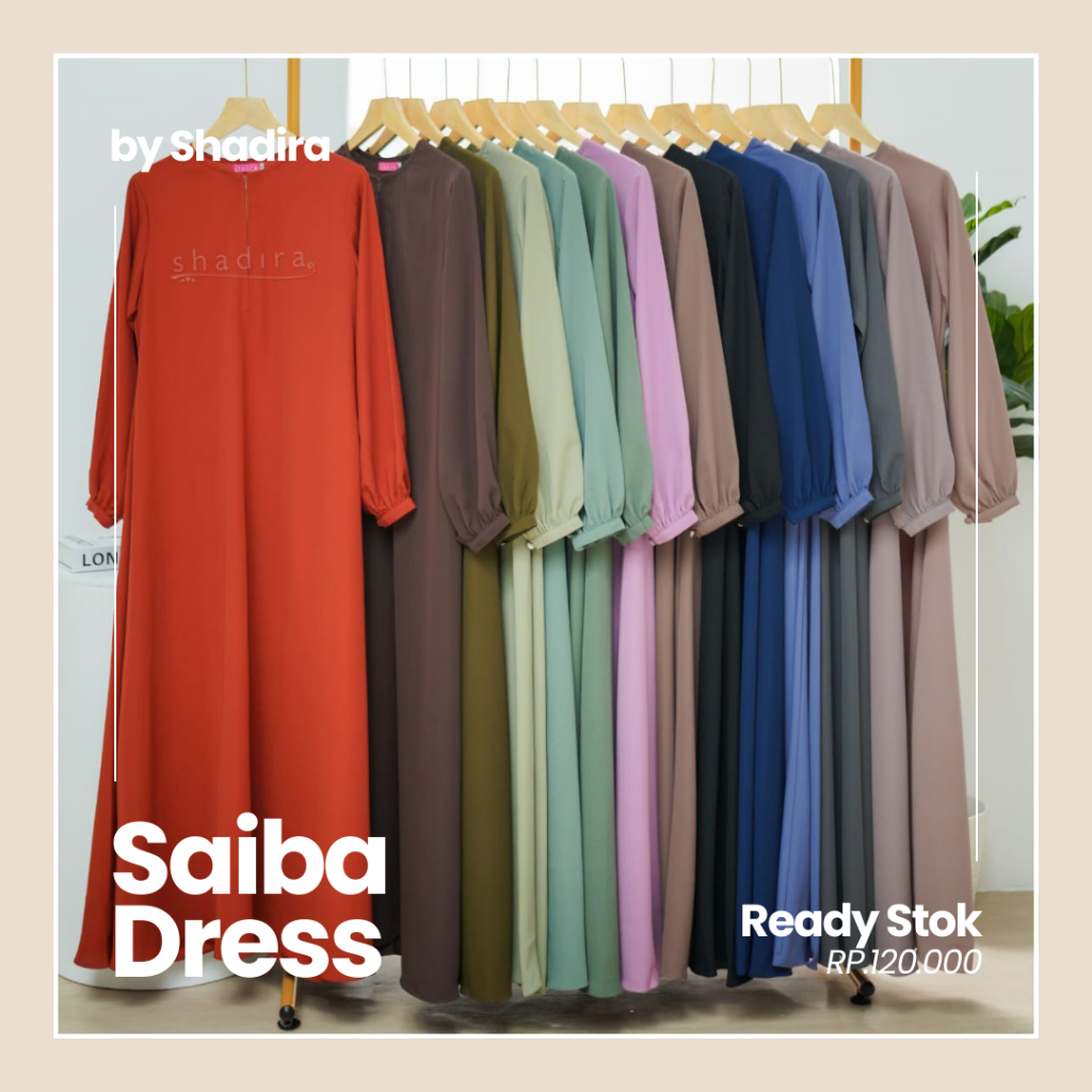 Shadira - Saiba Dress gamis polos bahan wolfis premium