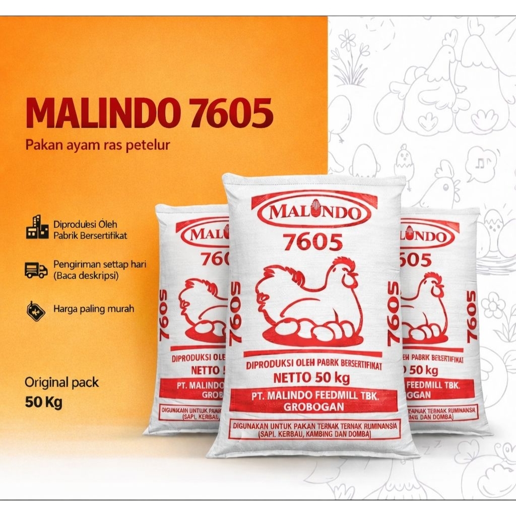 MALINDO 7605 – Pakan Jadi Ayam Petelur 50 kg
