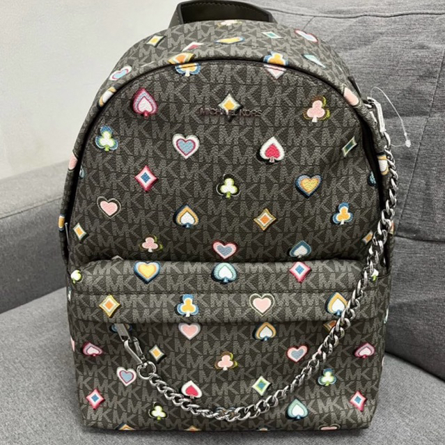 TAS RANSEL WANITA MK SLATER MEDIUM PRINTED SIGNATURE LOGO BACKPACK
