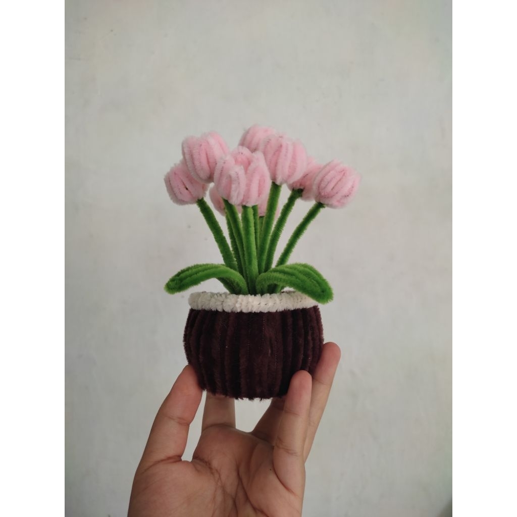 Bunga mini kawat bulu/bunga kawat bulu/bunga hias/kawat bulu/bunga mini tulip kawat bulu