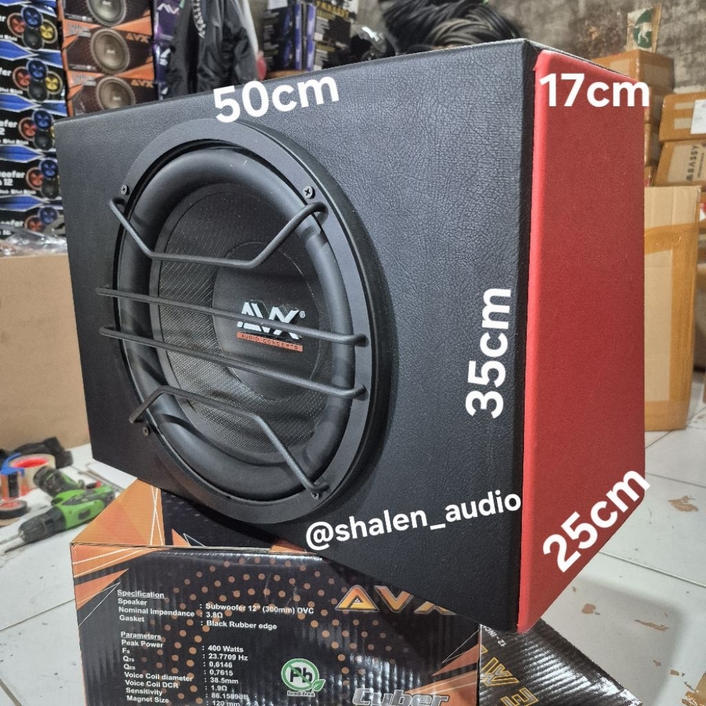 Box speaker subwoofer + Speaker Subwoofer 12in AVX Cyber AC-1268 Speaker PASIF, max 350watt Doble Co