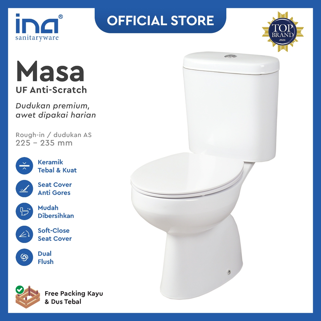 INA Closet MASA + Seat Cover UF Anti-scratch *FREE JET SHOWER | C120/T231 | Closet Duduk - Kloset - 