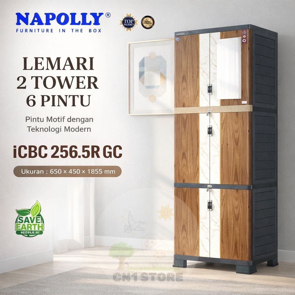 LEMARI PLASTIK NAPOLLY ICBC / LEMARI PAKAIAN PLASTIK NAPOLLY TERBARU ORIGINAL