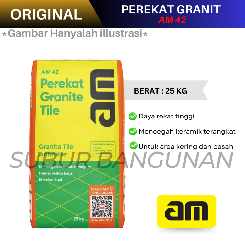 Semen Instan Perekat Granit AM 42 Semen Perekat Ubin Tile Adhesive 25 kg