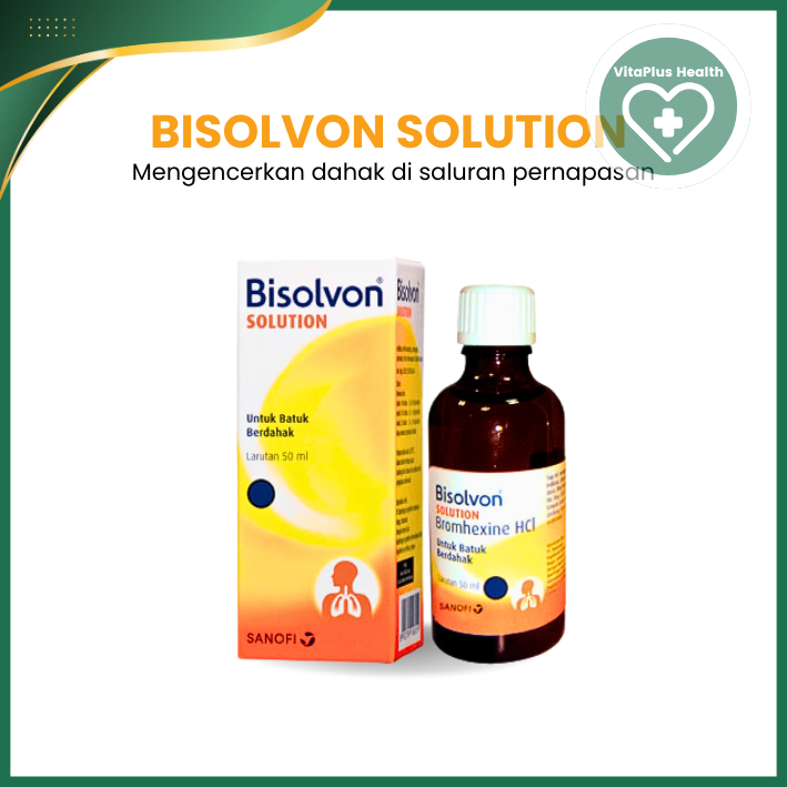 BISOLVON SOLUTION 50ml - Meredakan batuk berdahak untuk nebul, uap dan drop - Per Botol