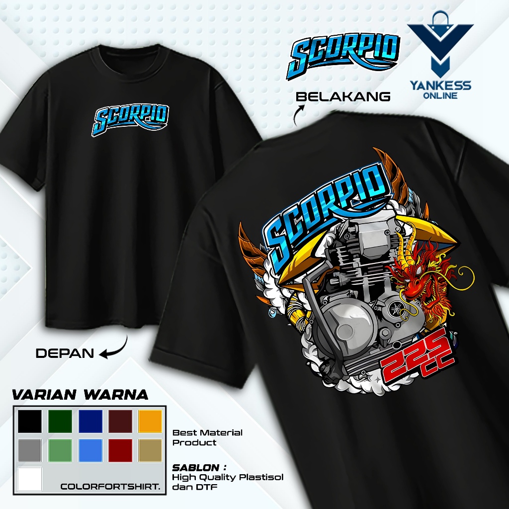KAOS RACING SCORPIO 225 CC - BAJU RACING MESIN MOTOR SCORPIO - FASHION PRIA & WANITA TERBARU