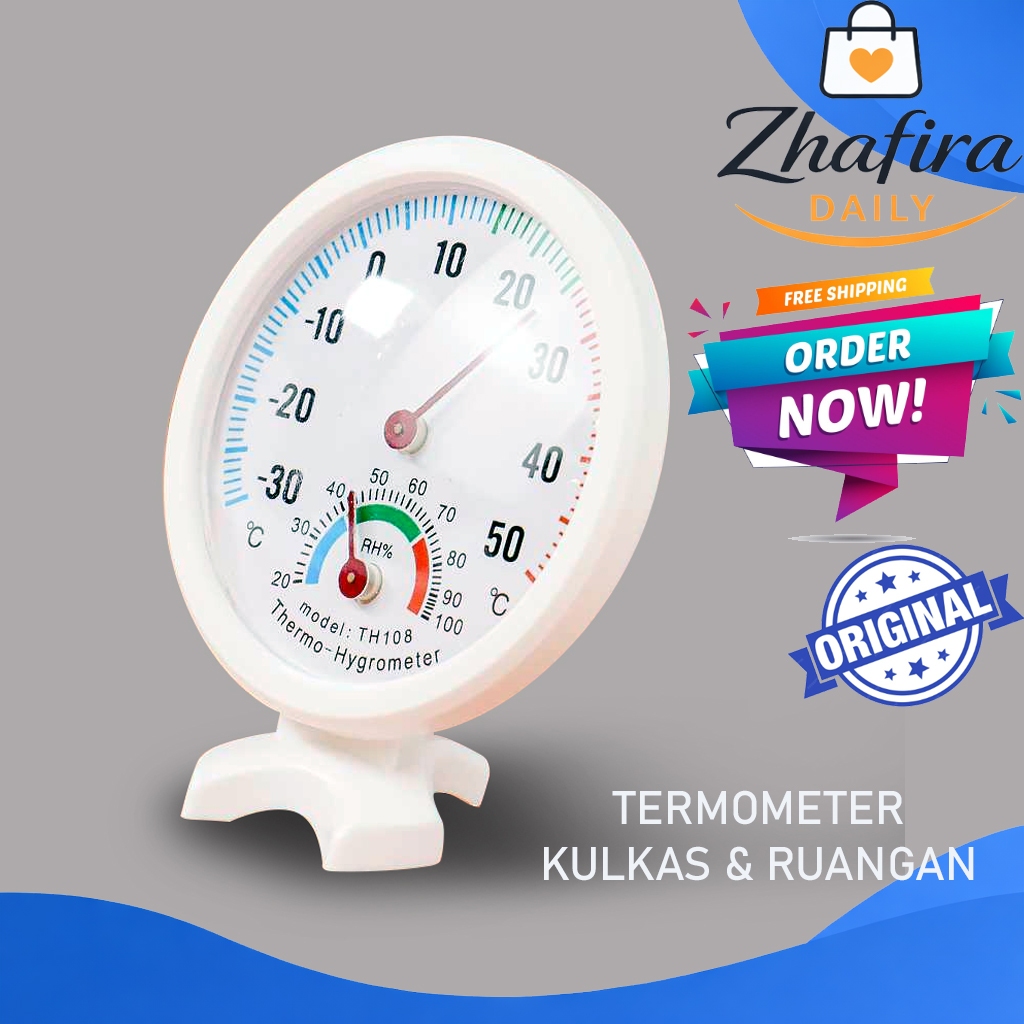 Termometer Hygrometer Analog Ruang & Kulkas – Tanpa Baterai, Akurat & Tahan Lama