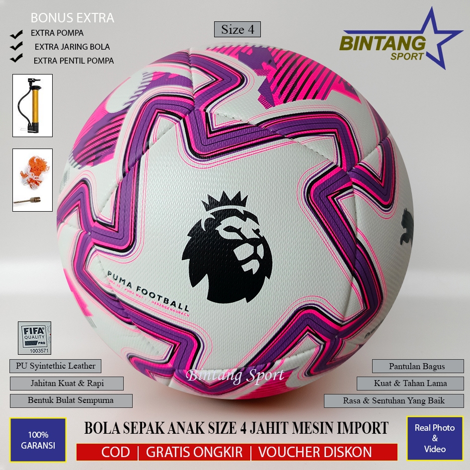 Bola Sepak Anak PUMA ORBITA Size 4 Original Bola Sepak Anak Jahit Mesin Bola Latihan SSB
