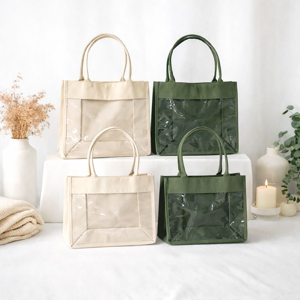 TAS HAMPERS KANVAS MIKA 25x10x20 cm / TAS HAMPERS KUE KERING LEBARAN IDUL FITRI