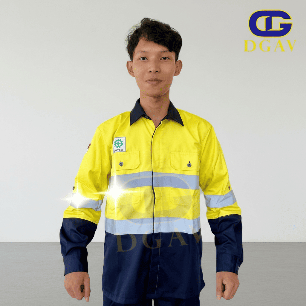 Baju Wearpack Safety Atasan Airflow American Drill Dongker Kombinasi Kuning Lengan Panjang  M-XXL