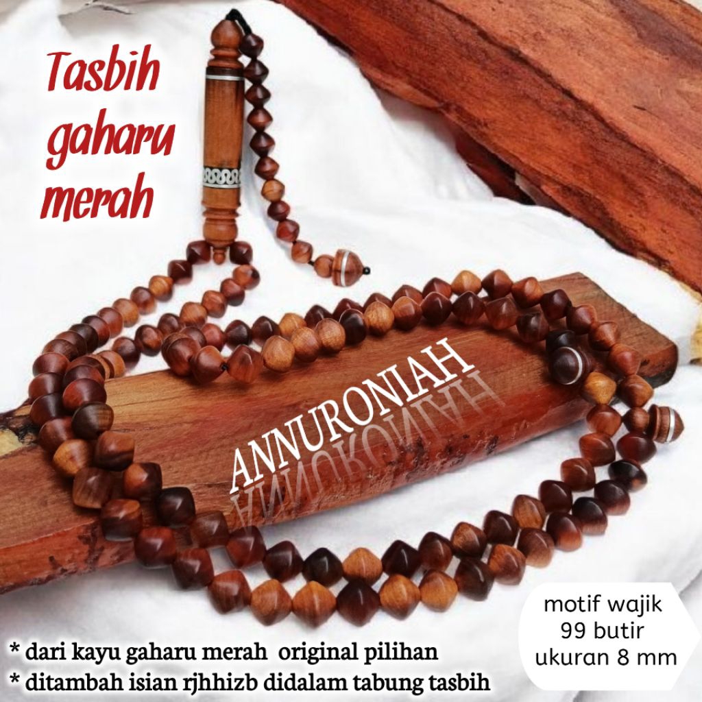 Tasbih kayu gaharu merah original