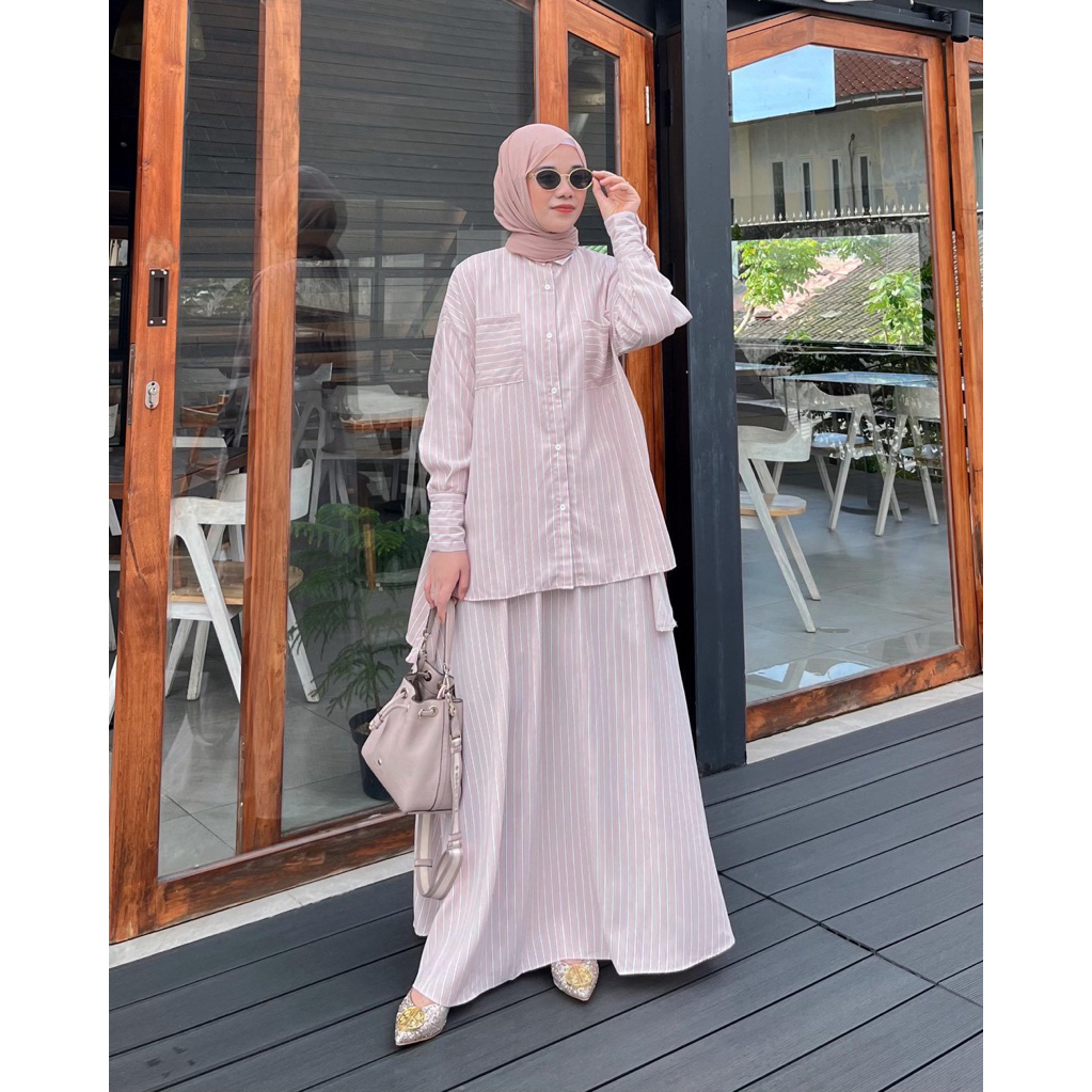 NALA SET ROK - Setelan rok atasan kemeja bahan twill bangkok premium
