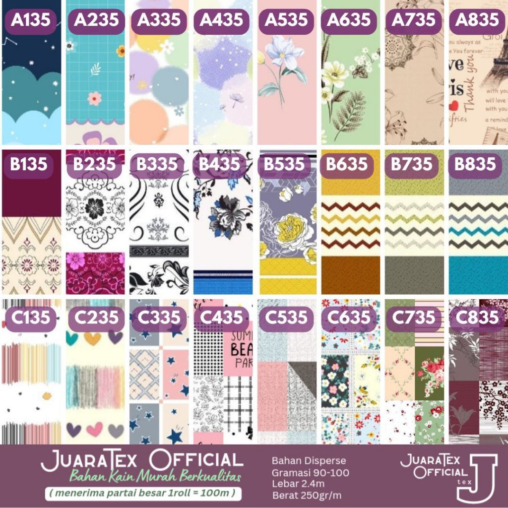 JuaraTex : Kain Sprei Meteran Baju Sprei Gorden Microtex (GROSIR 35)