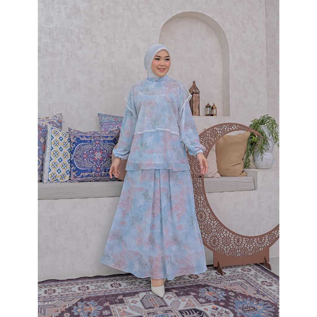 LIBUNCA - Setelan Rok Muslim Wanita Bahan Ceruty Babydoll Premium – Baju Model Rompi + Rok Panjang B