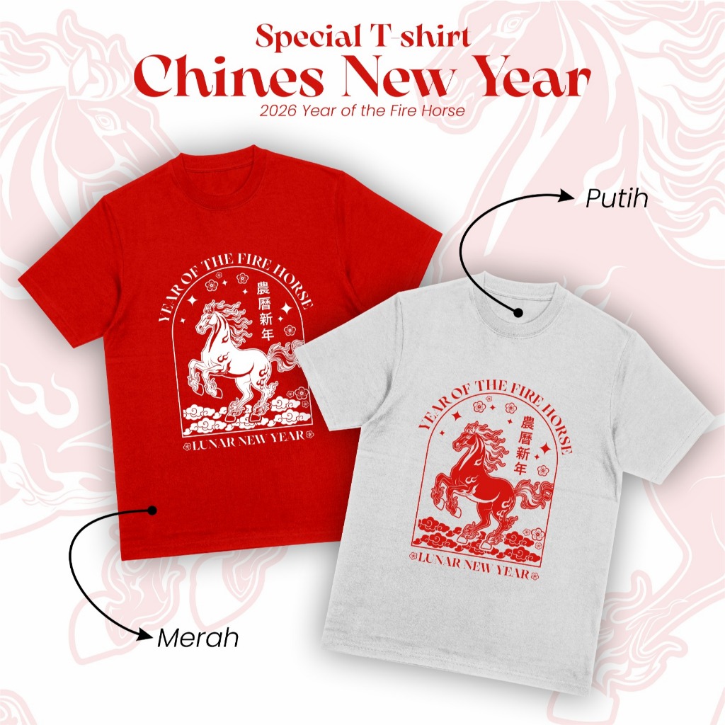 Baju KAOS IMLEK KELUARGA/couple merah-putih chinese years spesial edition