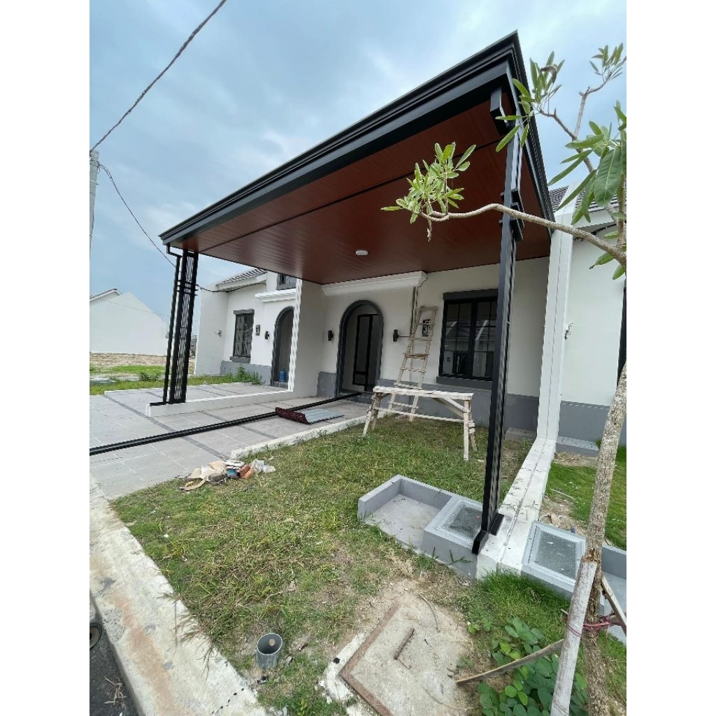 Kanopi Atap UPVC Double Layer Plafon PVC Rangka Besi Hollow Per Meter