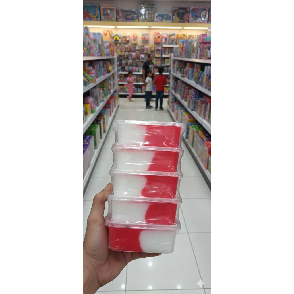 mainan slime 2 warna cup kotak besar 1 pak isi 5 pcs