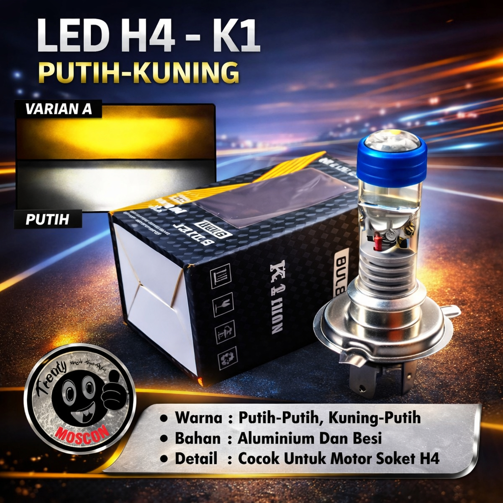 LAMPU LED MOTOR H4 K1 LASER 2 WARNA PUTIH KUNING LED H4 LASER GUN MOTOR MOBIL HEADLIGHT BOHLAM LED S