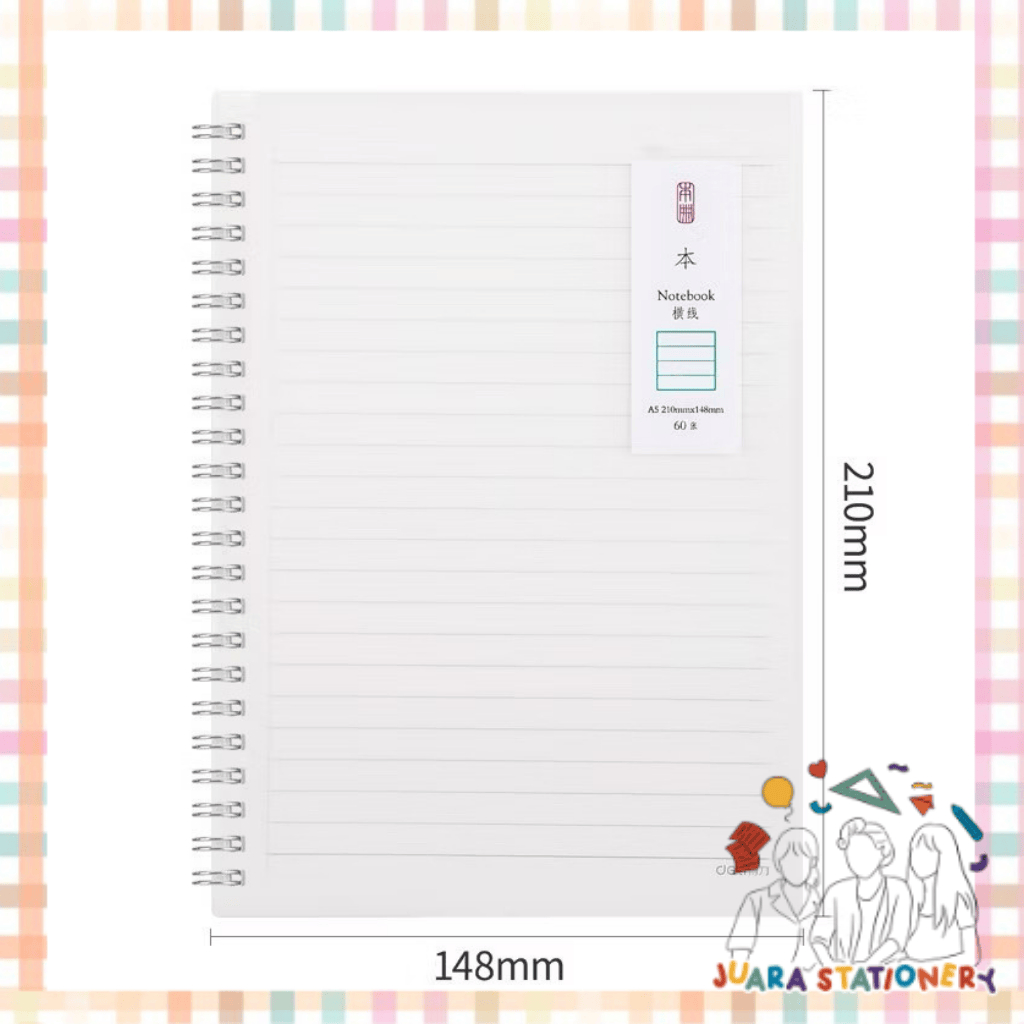 DELI Notebook Spiral A5 60 Garis Kertas HVS 70gsm Cover Putih LPA560