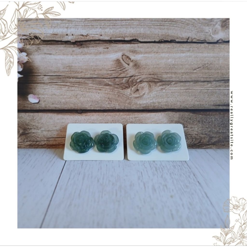 Anting Giok Asli Guatemala Mawar Icy Jelly
