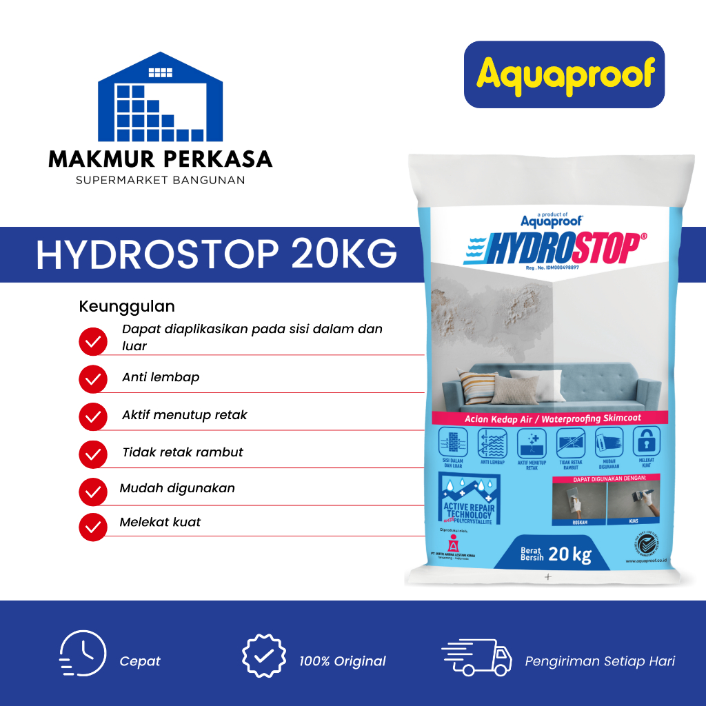 Hydrostop Aquaproof 20Kg - Semen Pelapis Anti Bocor