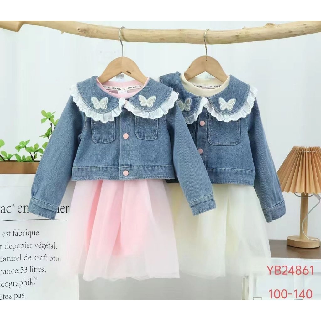 2in1 MINI Dress Tutu Vest Rompi Jeans Anak Perempuan Kecil